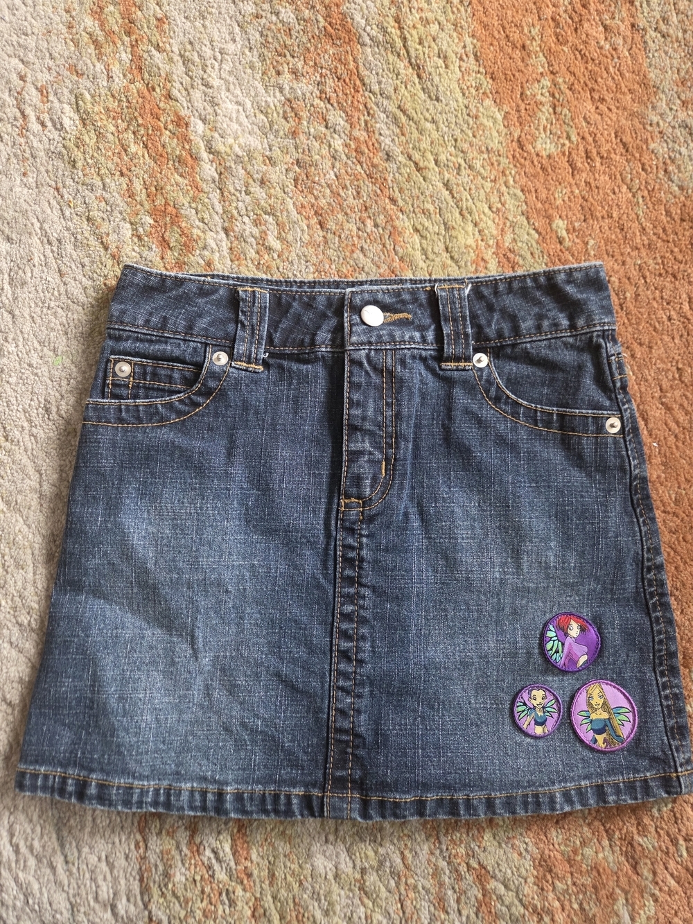 Vintage W.I.T.C.H. Cartoon   Dark Blue Denim Skirt with Character